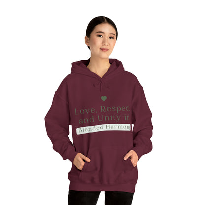 Unisex Hooded Sweatshirt - Love, Respect, and Unity in Blended Harmony