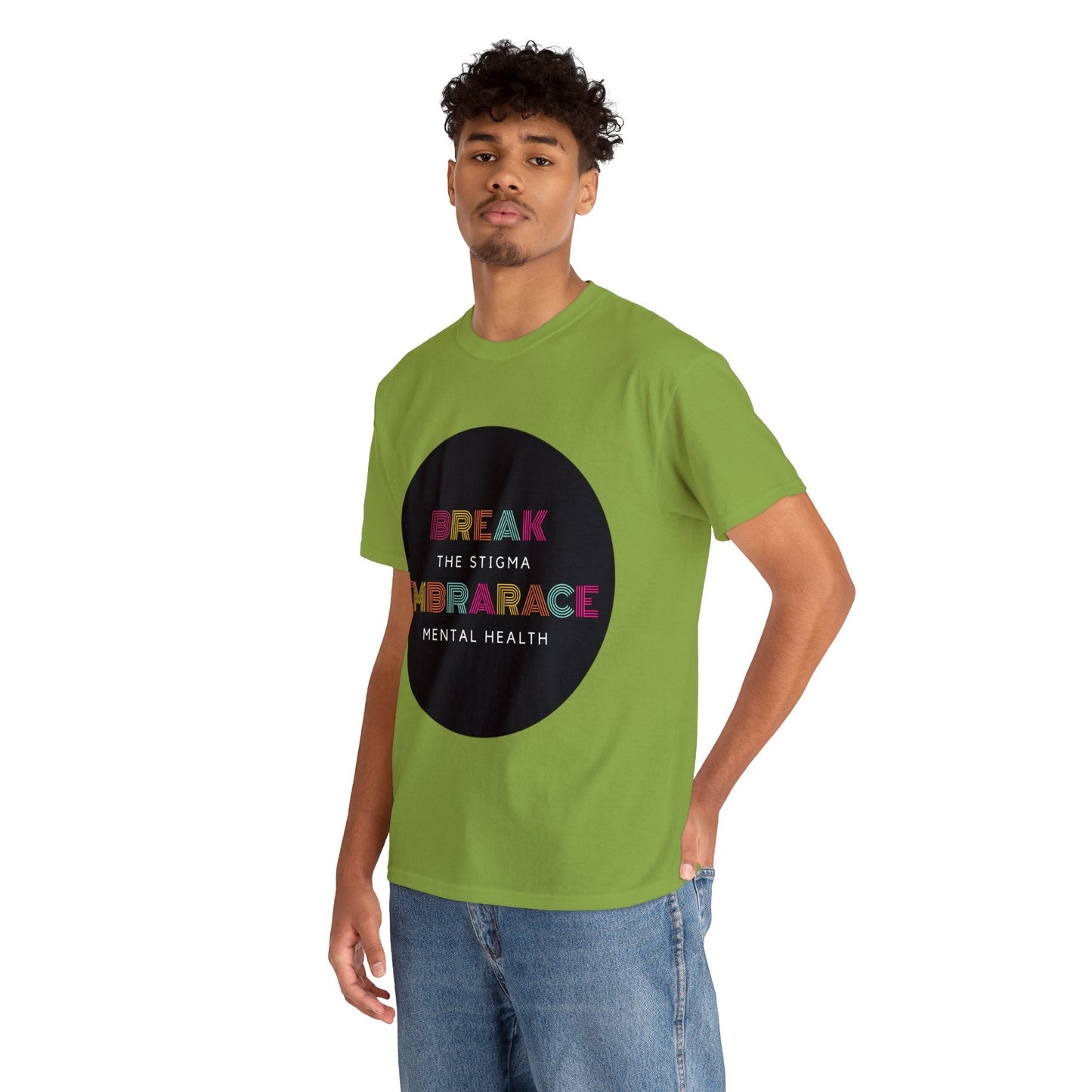 Unisex Heavy Cotton Tee - Break the Stigma, Embrace Mental Health