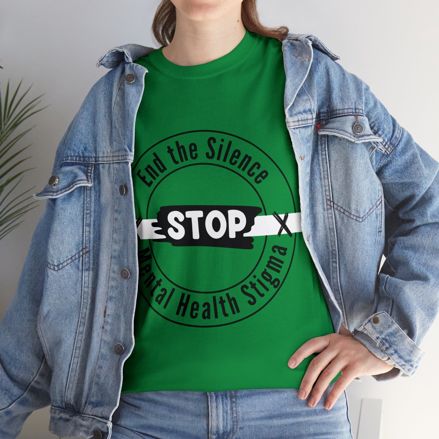 Unisex Heavy Cotton Tee - End the Silence, STOP Mental Health Stigma