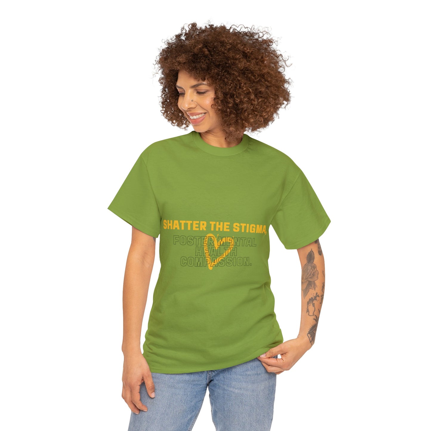 Unisex Heavy Cotton Tee - Shatter the Stigma, Foster Mental Health Compassion