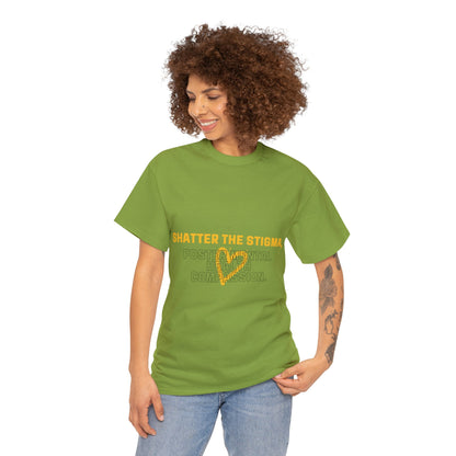 Unisex Heavy Cotton Tee - Shatter the Stigma, Foster Mental Health Compassion