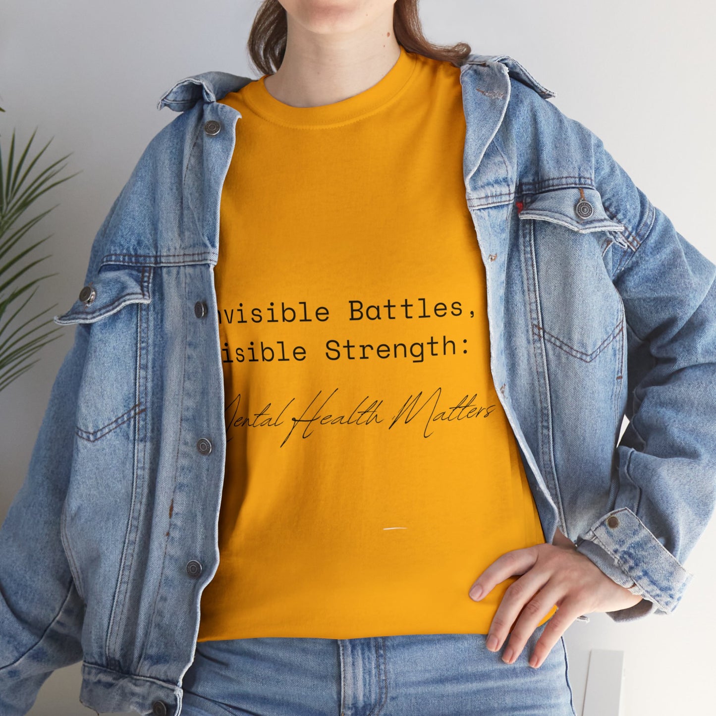 Unisex Heavy Cotton Tee - Invisible Battles, Visible Strength: Mental Health Matters