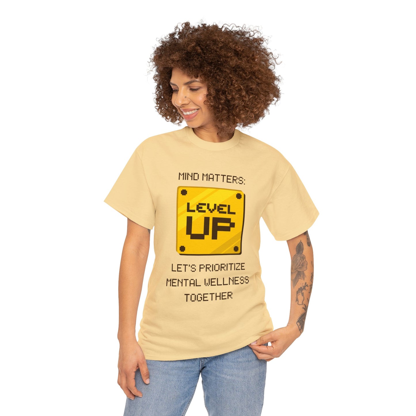 Unisex Heavy Cotton Tee - Mind Matters: Let's Prioritize Mental Wellness Together