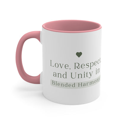 Accent Coffee Mug - Love, Respect, and Unity in Blended Harmony