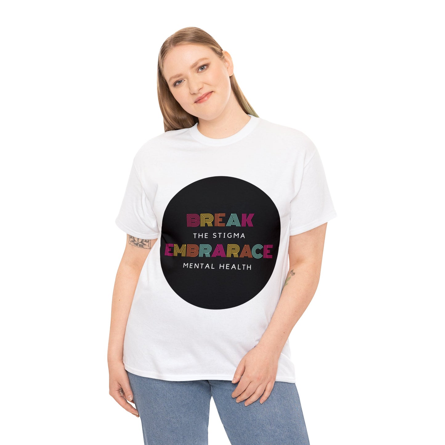 Unisex Heavy Cotton Tee - Break the Stigma, Embrace Mental Health