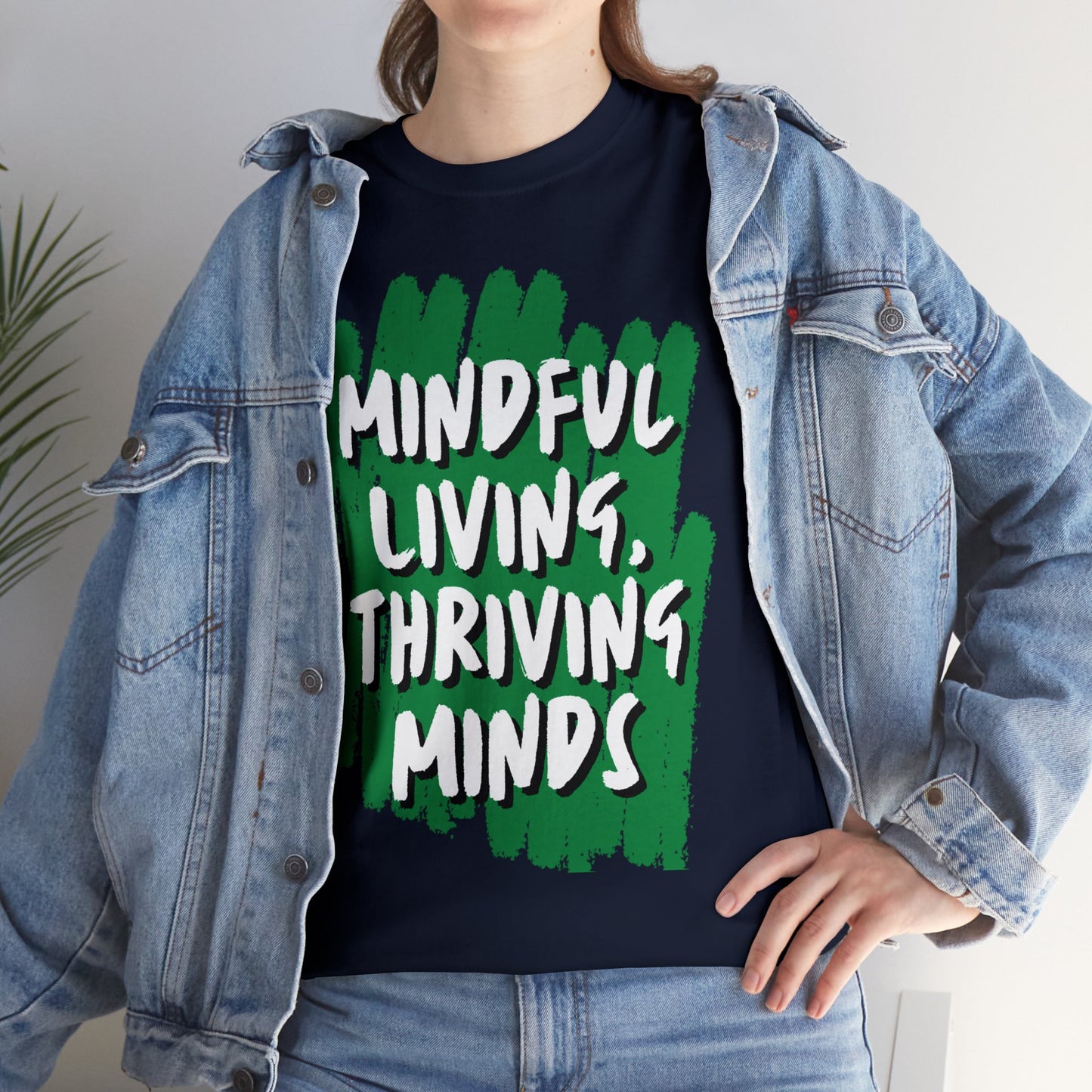 Unisex Heavy Cotton Tee - Mindful Living, Thriving Minds