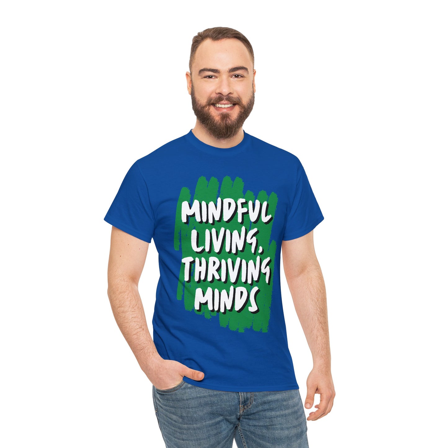 Unisex Heavy Cotton Tee - Mindful Living, Thriving Minds