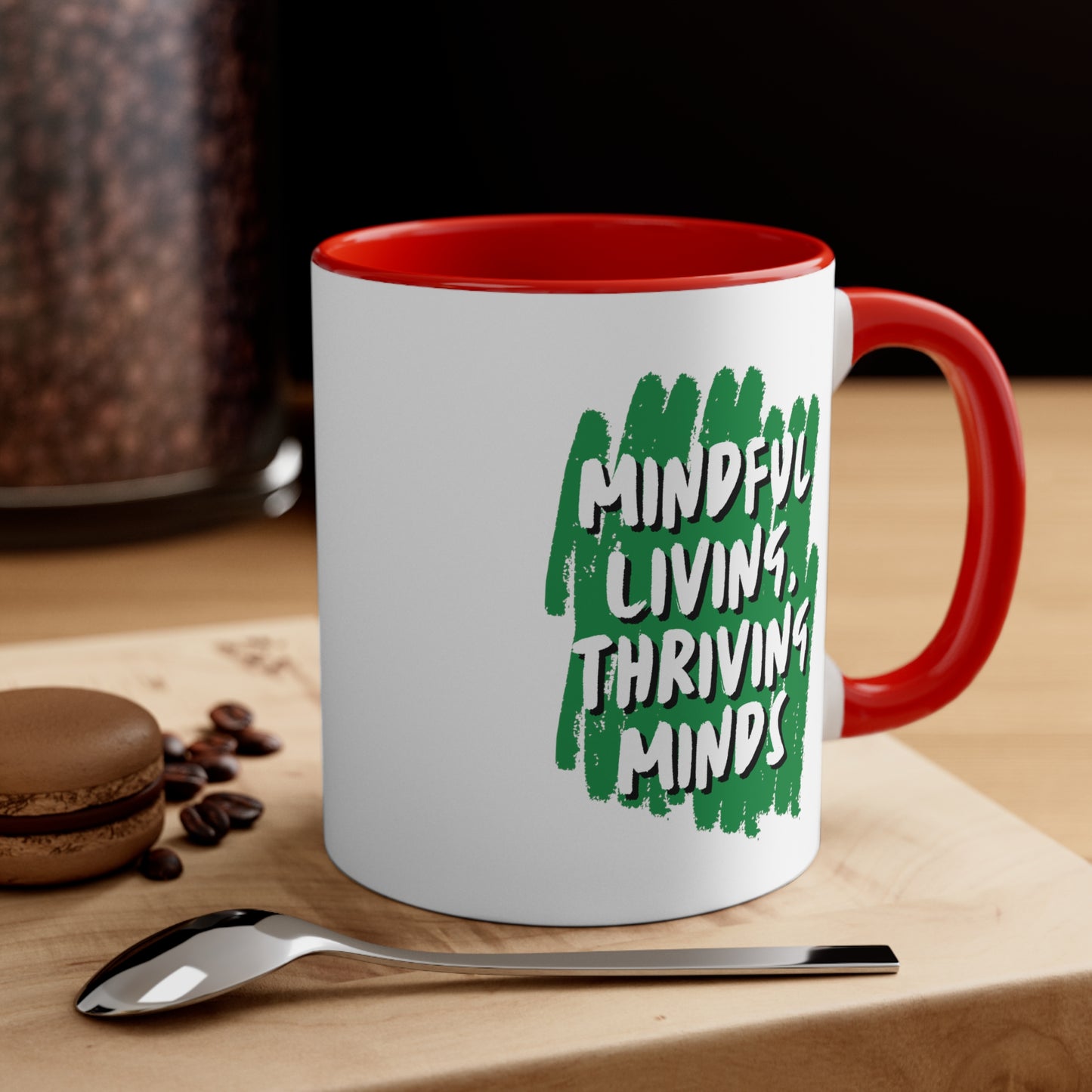 Accent Coffee Mug - Mindful Living, Thriving Minds