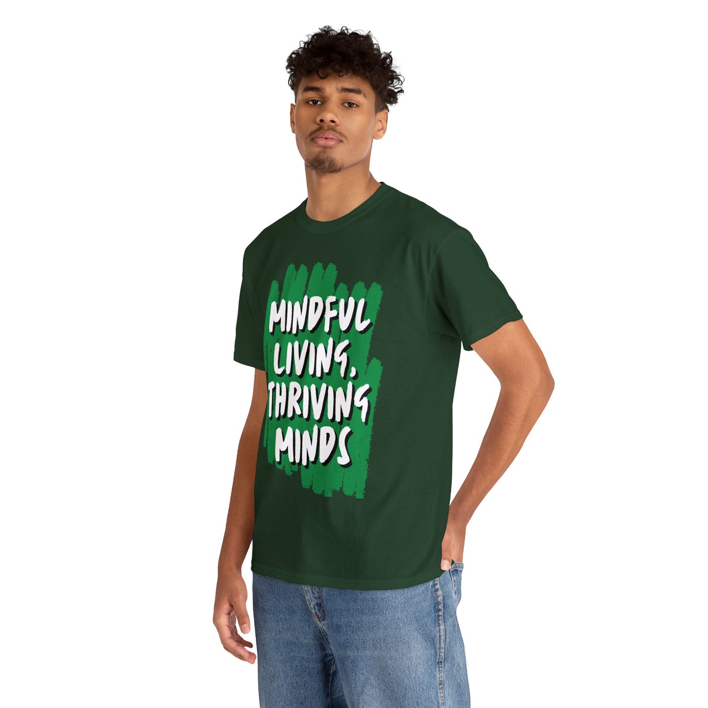 Unisex Heavy Cotton Tee - Mindful Living, Thriving Minds