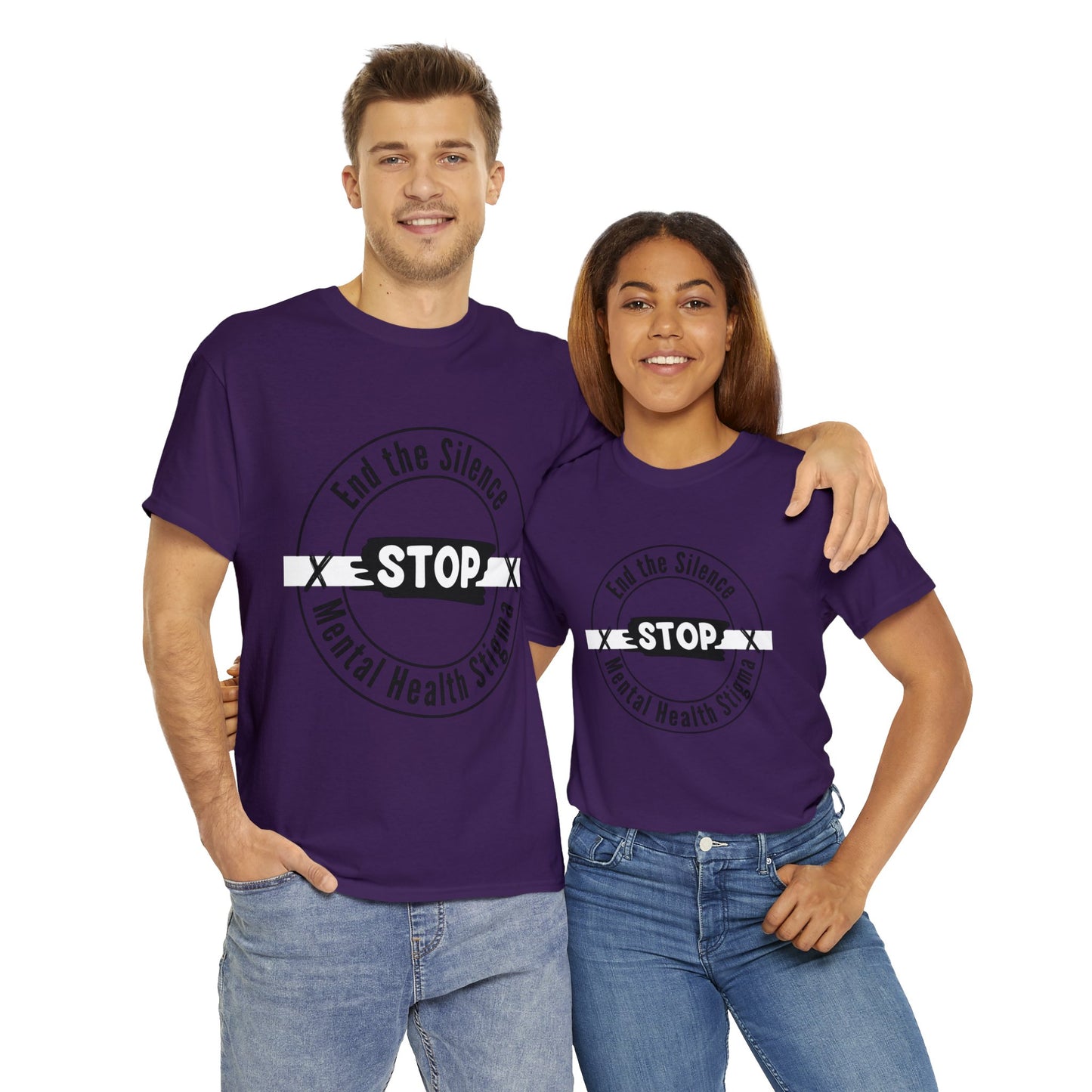 Unisex Heavy Cotton Tee - End the Silence, STOP Mental Health Stigma