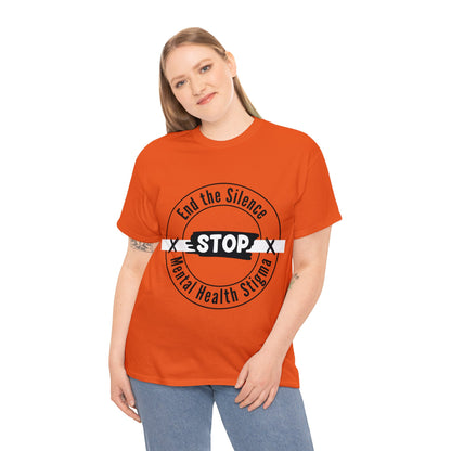 Unisex Heavy Cotton Tee - End the Silence, STOP Mental Health Stigma