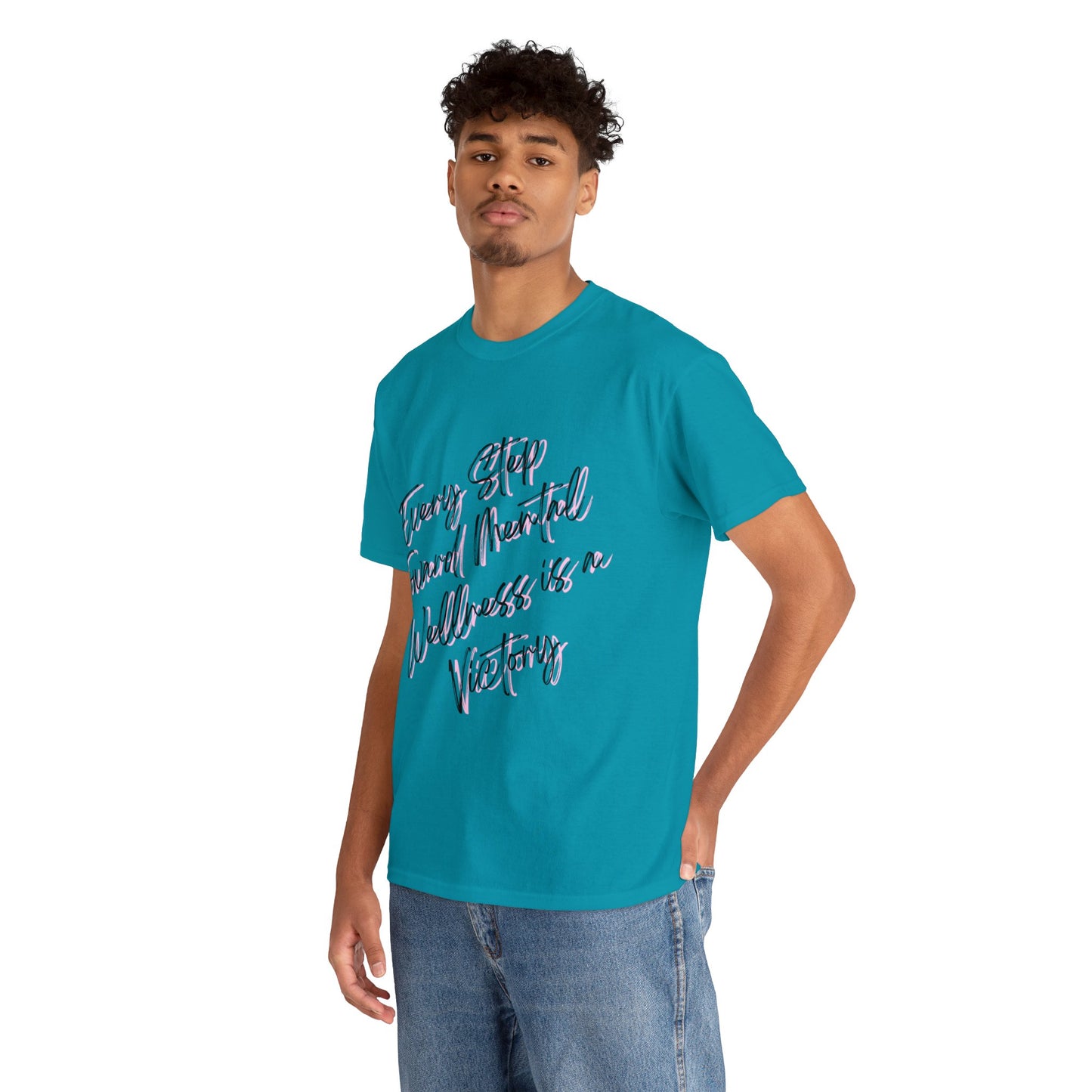 Unisex Heavy Cotton Tee - Every Step Toward Mental Wellness is a Victory