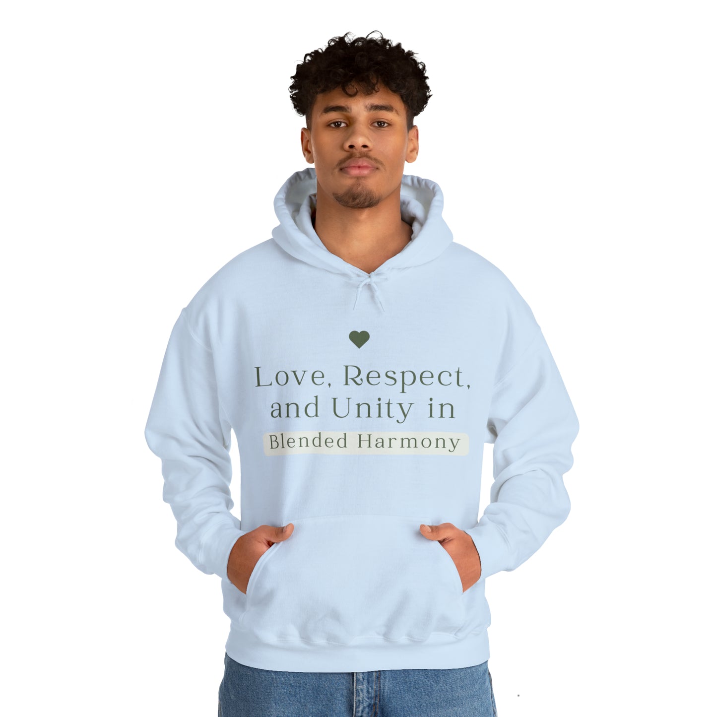 Unisex Hooded Sweatshirt - Love, Respect, and Unity in Blended Harmony