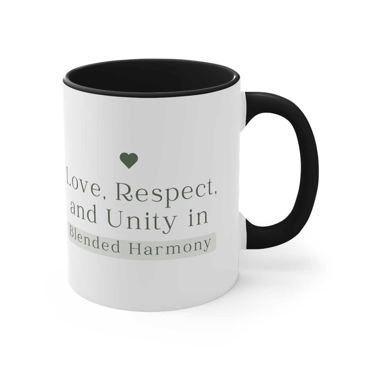 Accent Coffee Mug - Love, Respect, and Unity in Blended Harmony