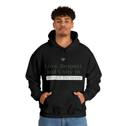 Unisex Hooded Sweatshirt - Love, Respect, and Unity in Blended Harmony