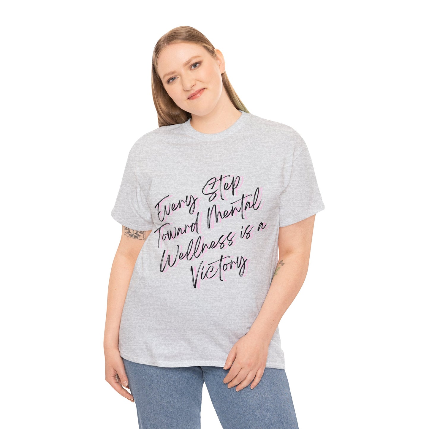 Unisex Heavy Cotton Tee - Every Step Toward Mental Wellness is a Victory