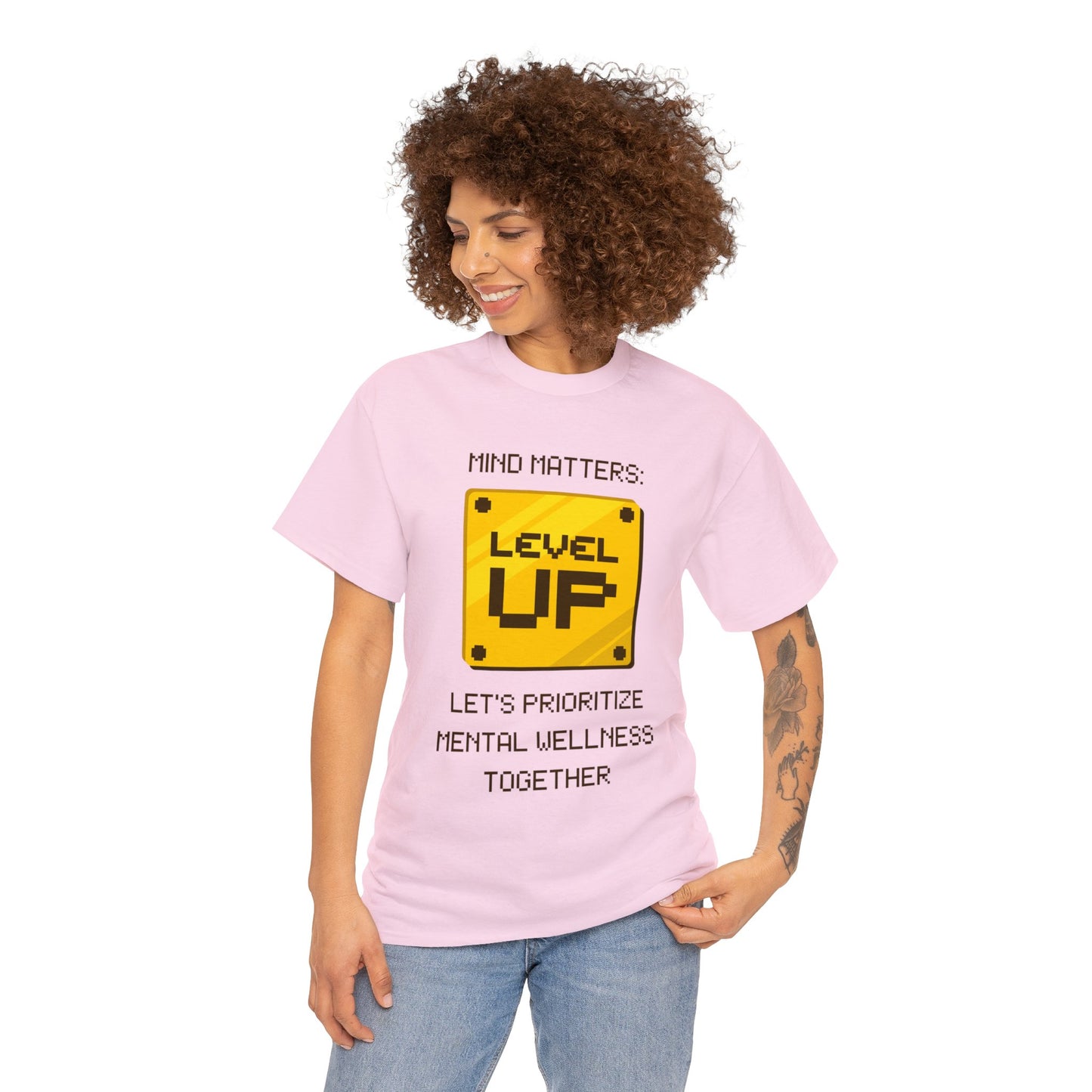 Unisex Heavy Cotton Tee - Mind Matters: Let's Prioritize Mental Wellness Together