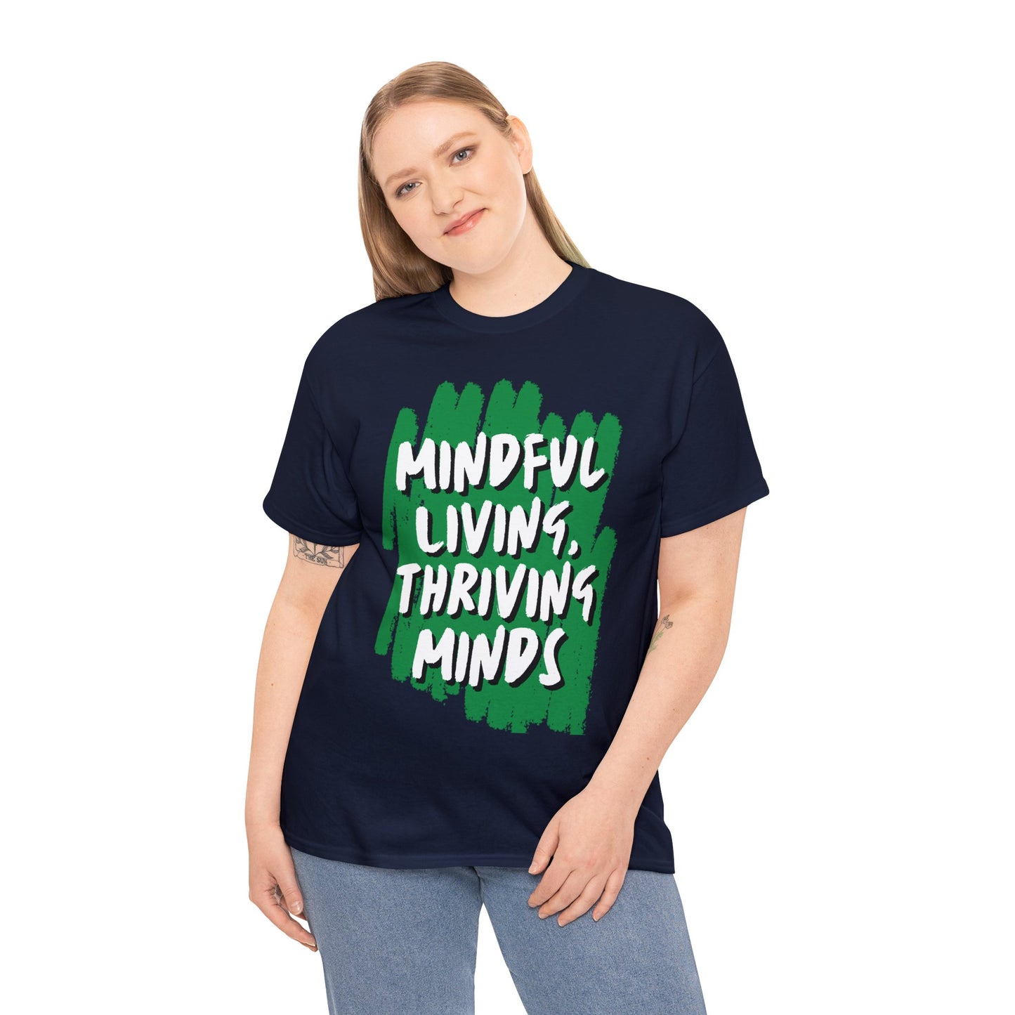 Unisex Heavy Cotton Tee - Mindful Living, Thriving Minds