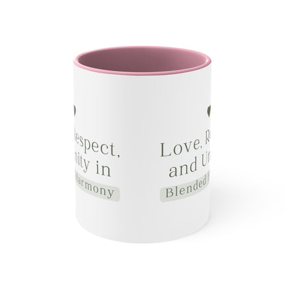 Accent Coffee Mug - Love, Respect, and Unity in Blended Harmony