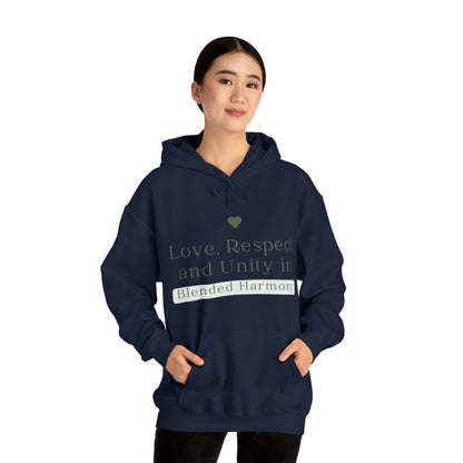 Unisex Hooded Sweatshirt - Love, Respect, and Unity in Blended Harmony