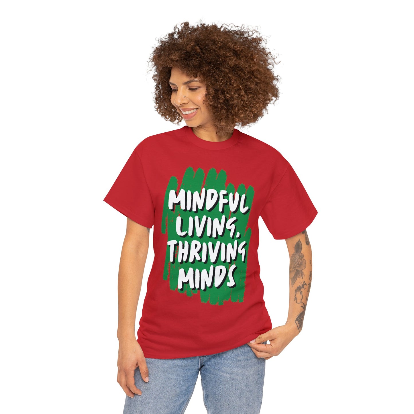 Unisex Heavy Cotton Tee - Mindful Living, Thriving Minds