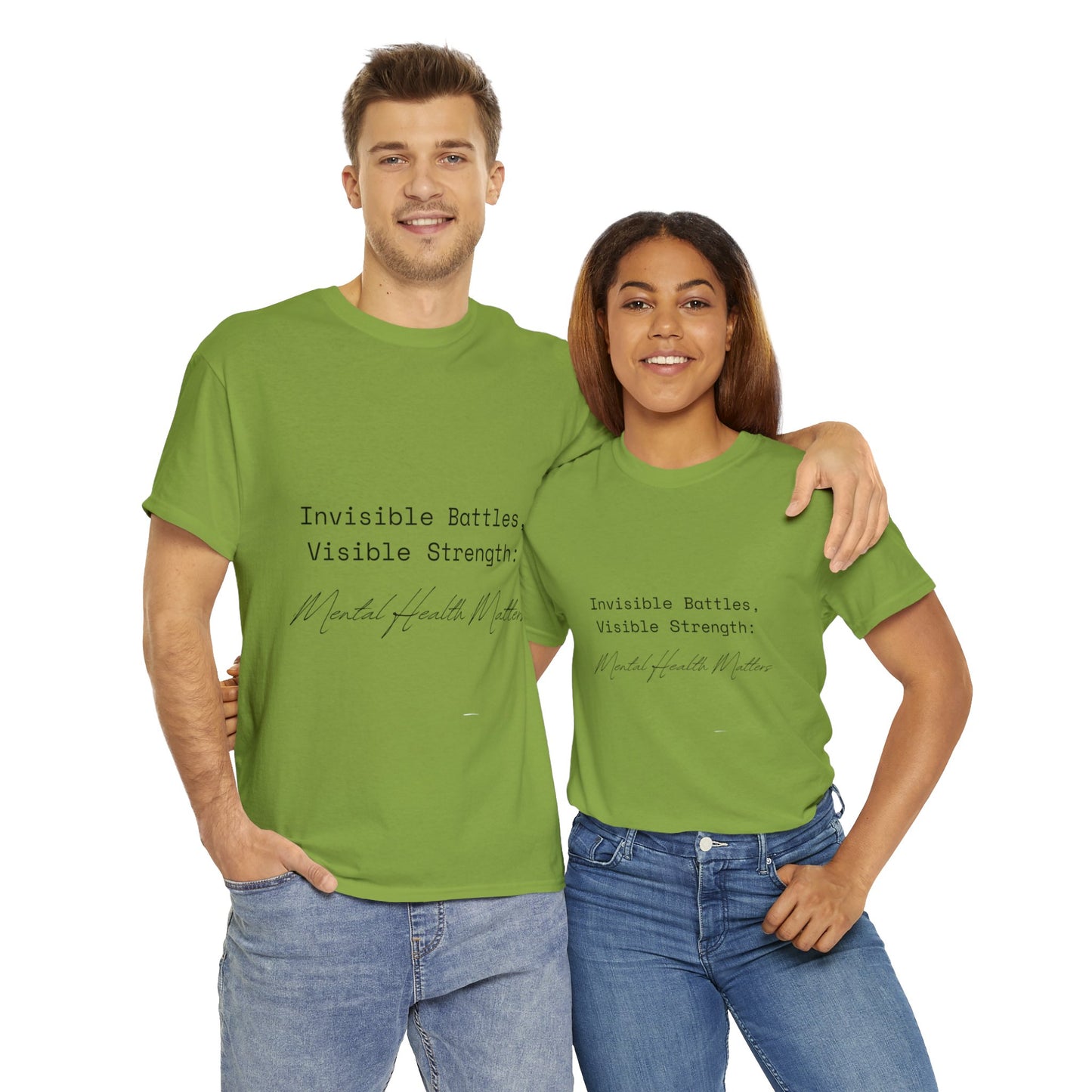 Unisex Heavy Cotton Tee - Invisible Battles, Visible Strength: Mental Health Matters