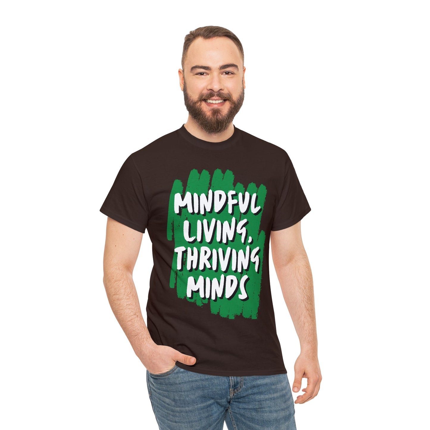 Unisex Heavy Cotton Tee - Mindful Living, Thriving Minds