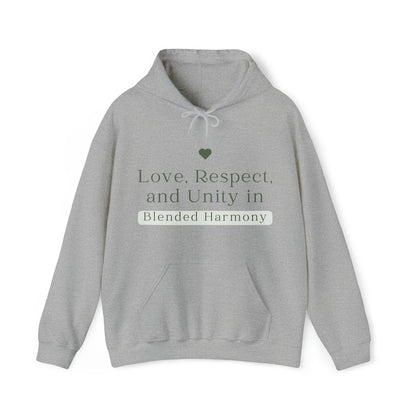 Unisex Hooded Sweatshirt - Love, Respect, and Unity in Blended Harmony