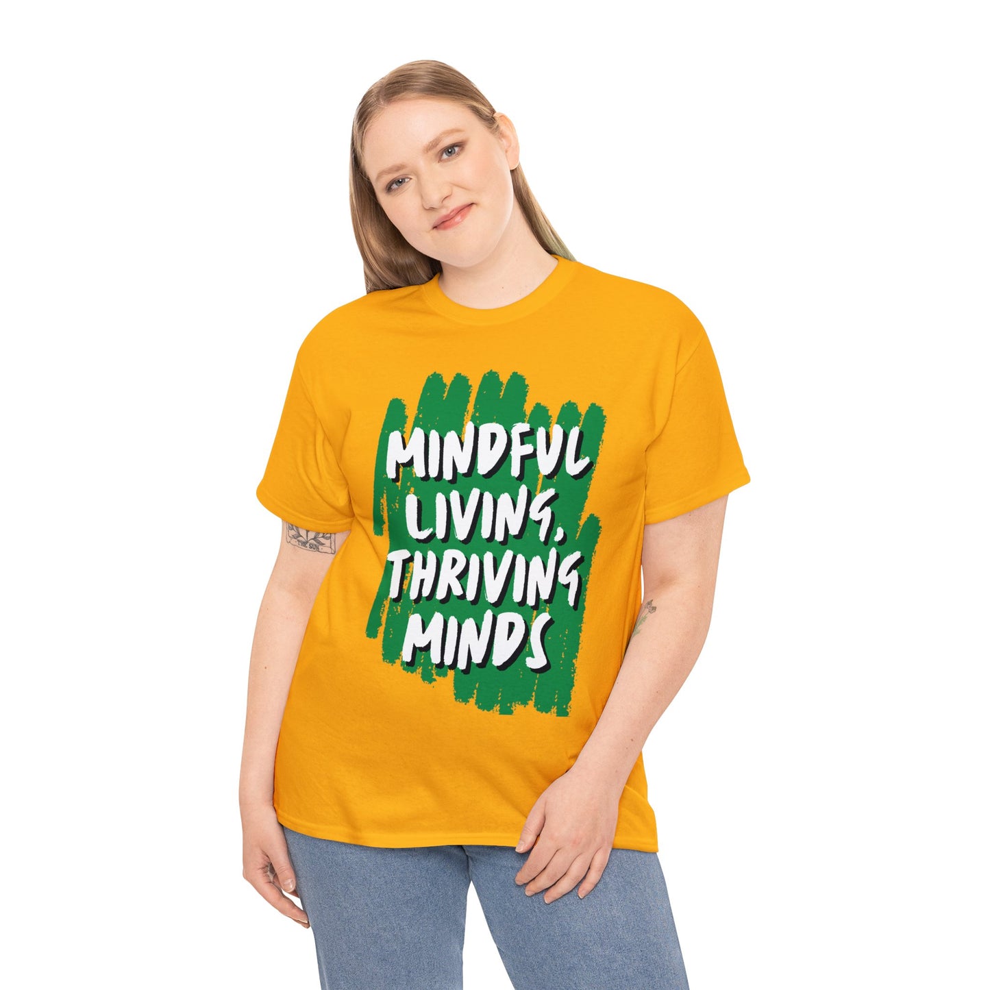 Unisex Heavy Cotton Tee - Mindful Living, Thriving Minds