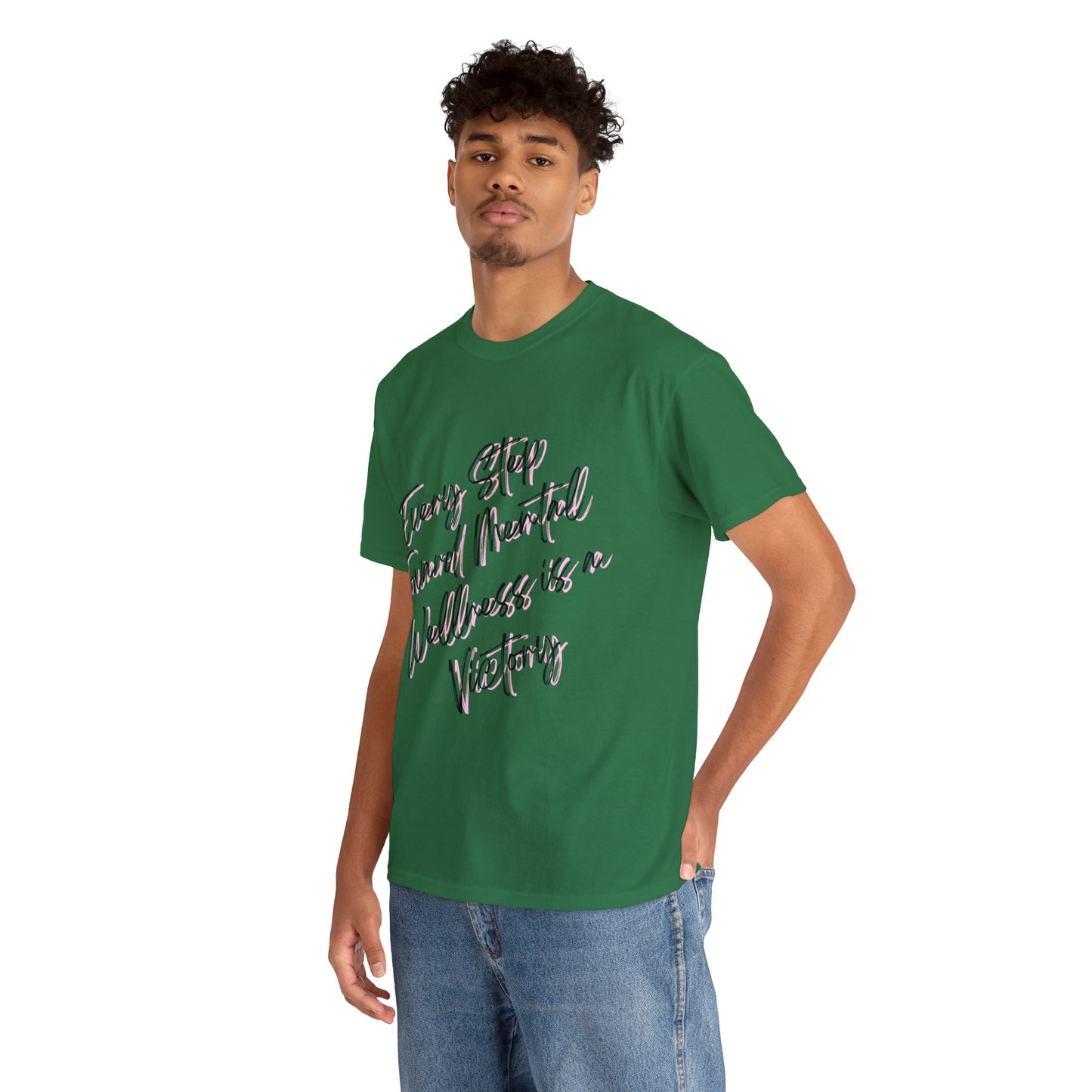 Unisex Heavy Cotton Tee - Every Step Toward Mental Wellness is a Victory