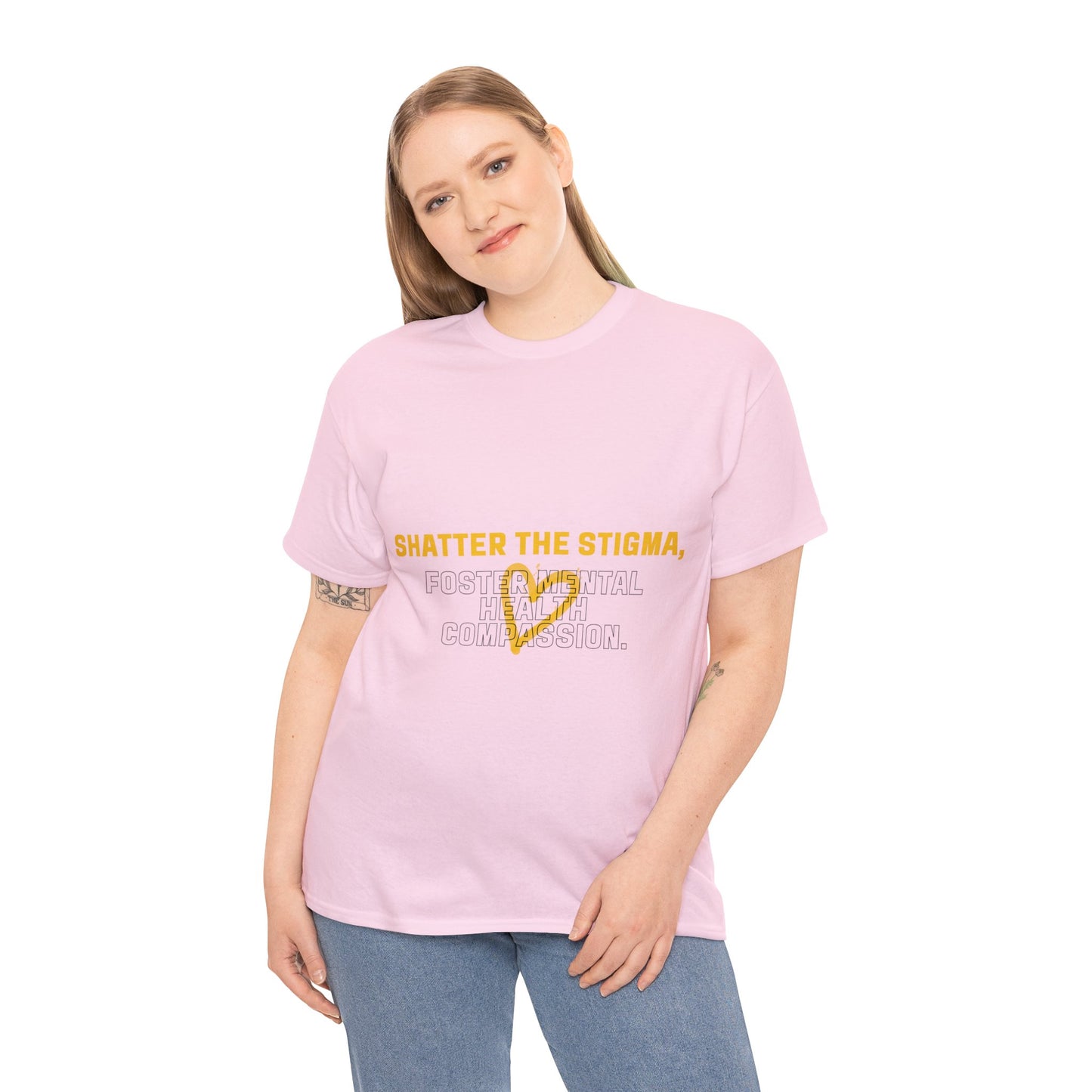 Unisex Heavy Cotton Tee - Shatter the Stigma, Foster Mental Health Compassion