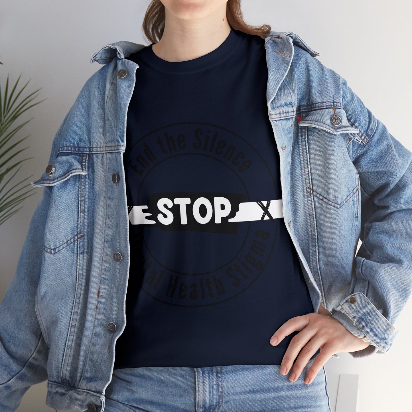 Unisex Heavy Cotton Tee - End the Silence, STOP Mental Health Stigma