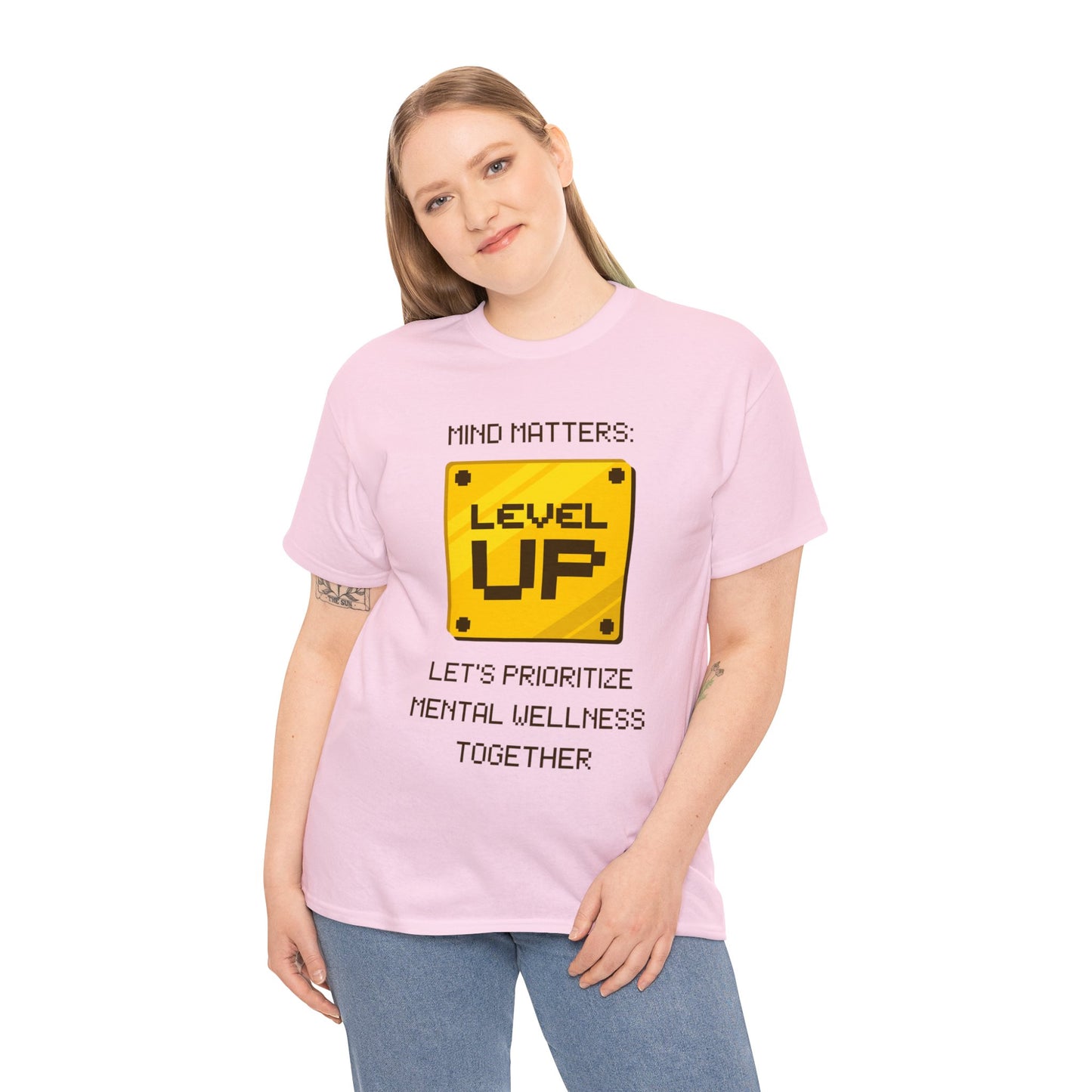 Unisex Heavy Cotton Tee - Mind Matters: Let's Prioritize Mental Wellness Together