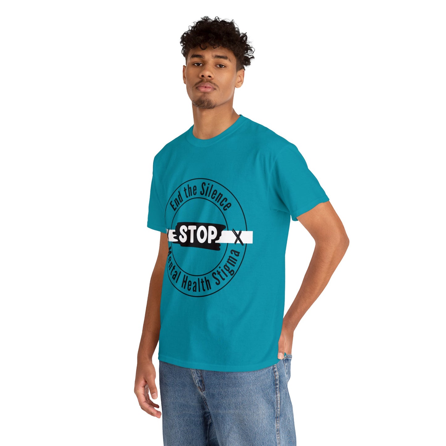 Unisex Heavy Cotton Tee - End the Silence, STOP Mental Health Stigma