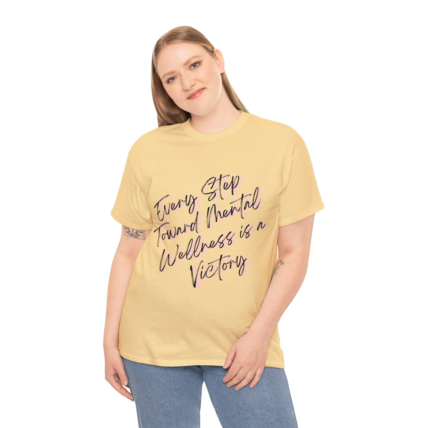 Unisex Heavy Cotton Tee - Every Step Toward Mental Wellness is a Victory