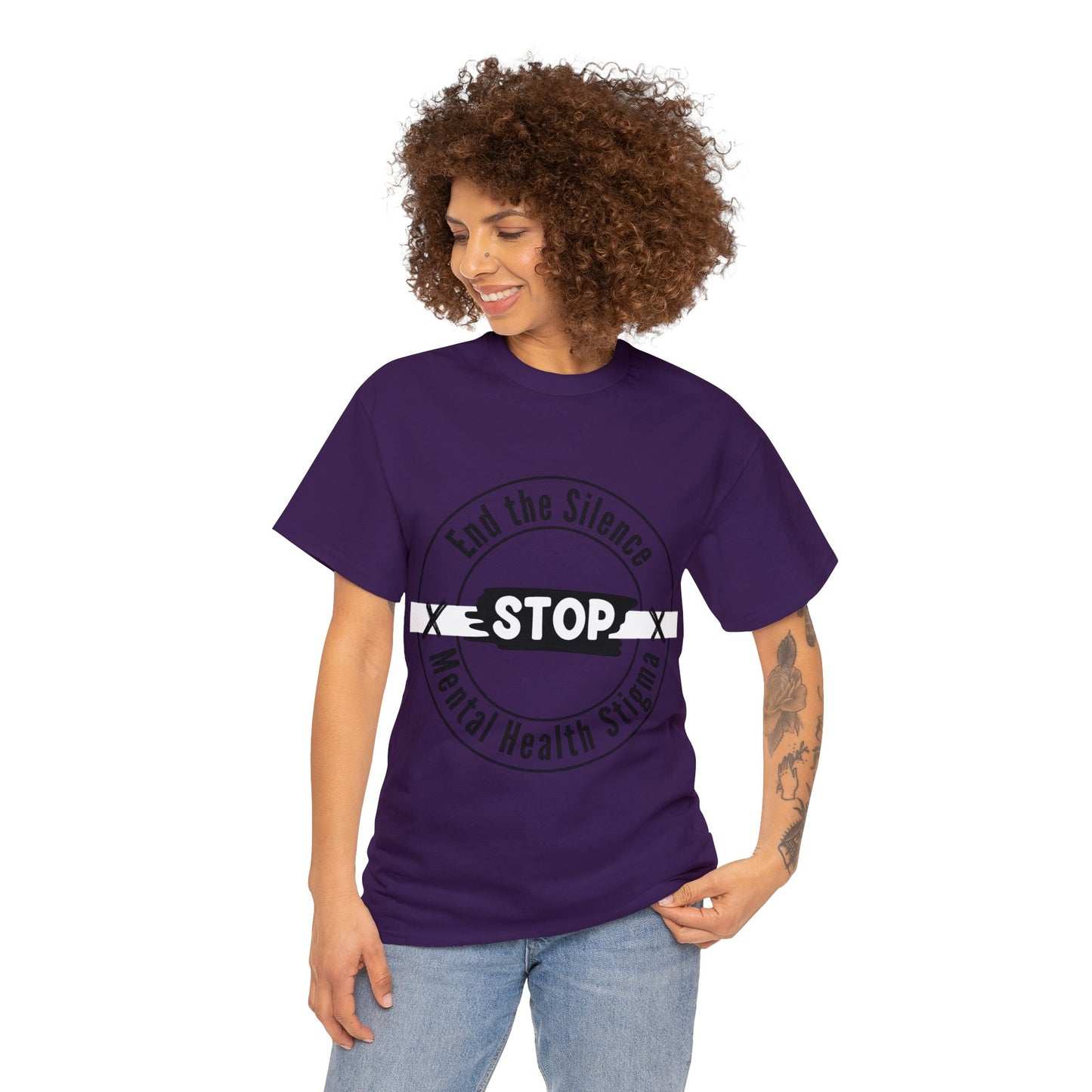 Unisex Heavy Cotton Tee - End the Silence, STOP Mental Health Stigma