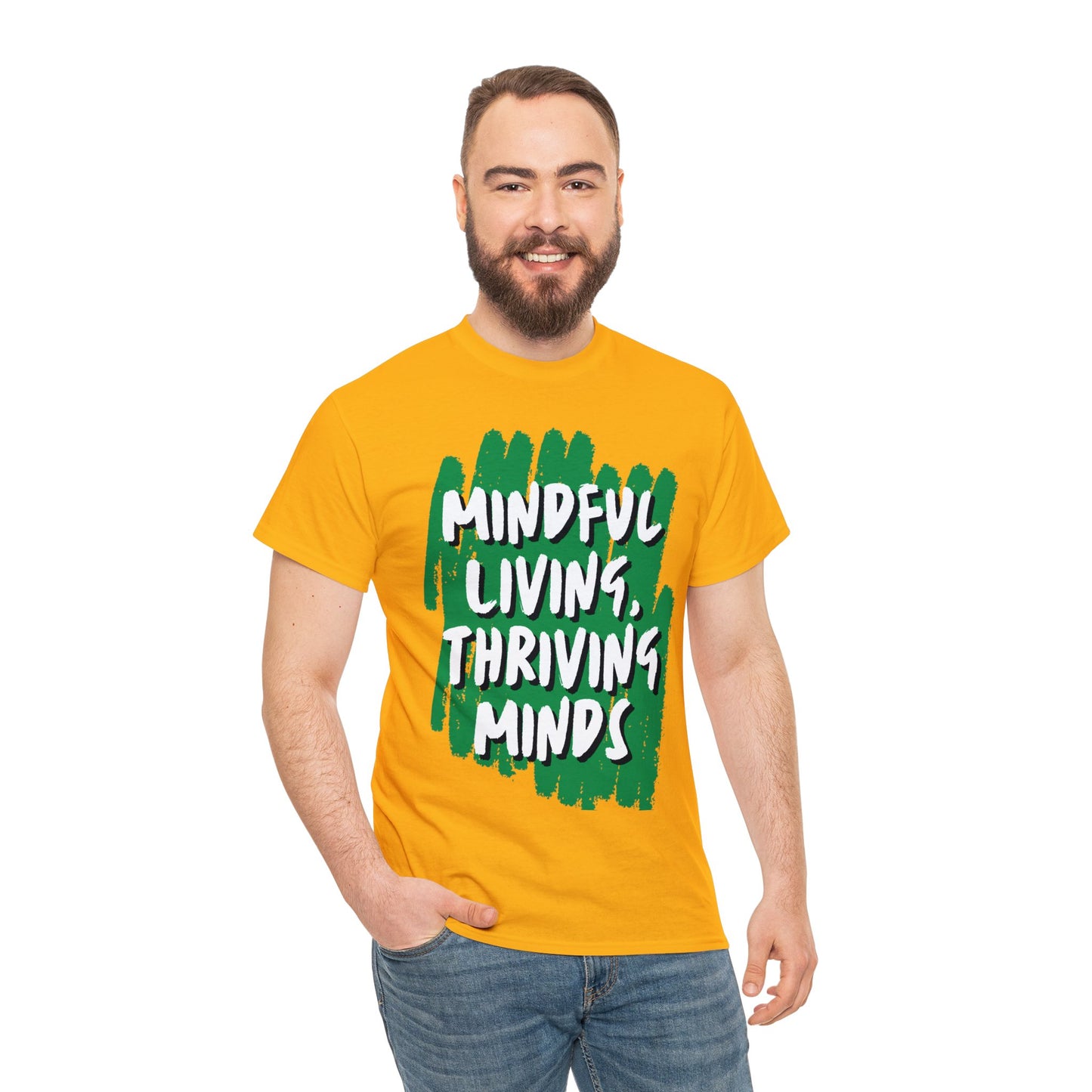 Unisex Heavy Cotton Tee - Mindful Living, Thriving Minds