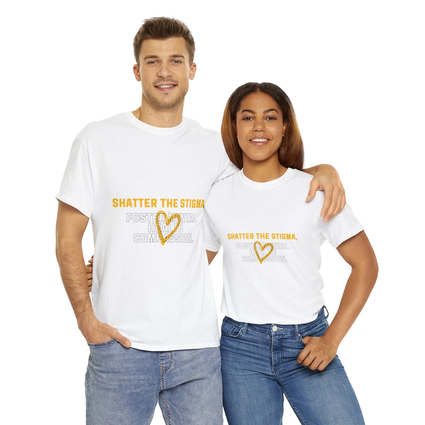 Unisex Heavy Cotton Tee - Shatter the Stigma, Foster Mental Health Compassion