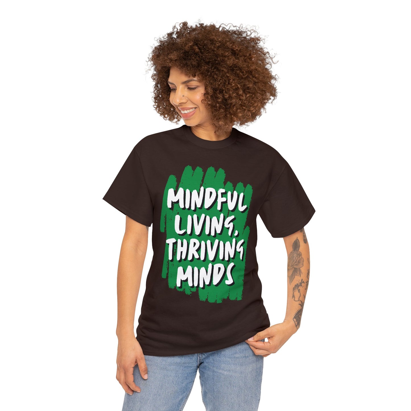 Unisex Heavy Cotton Tee - Mindful Living, Thriving Minds