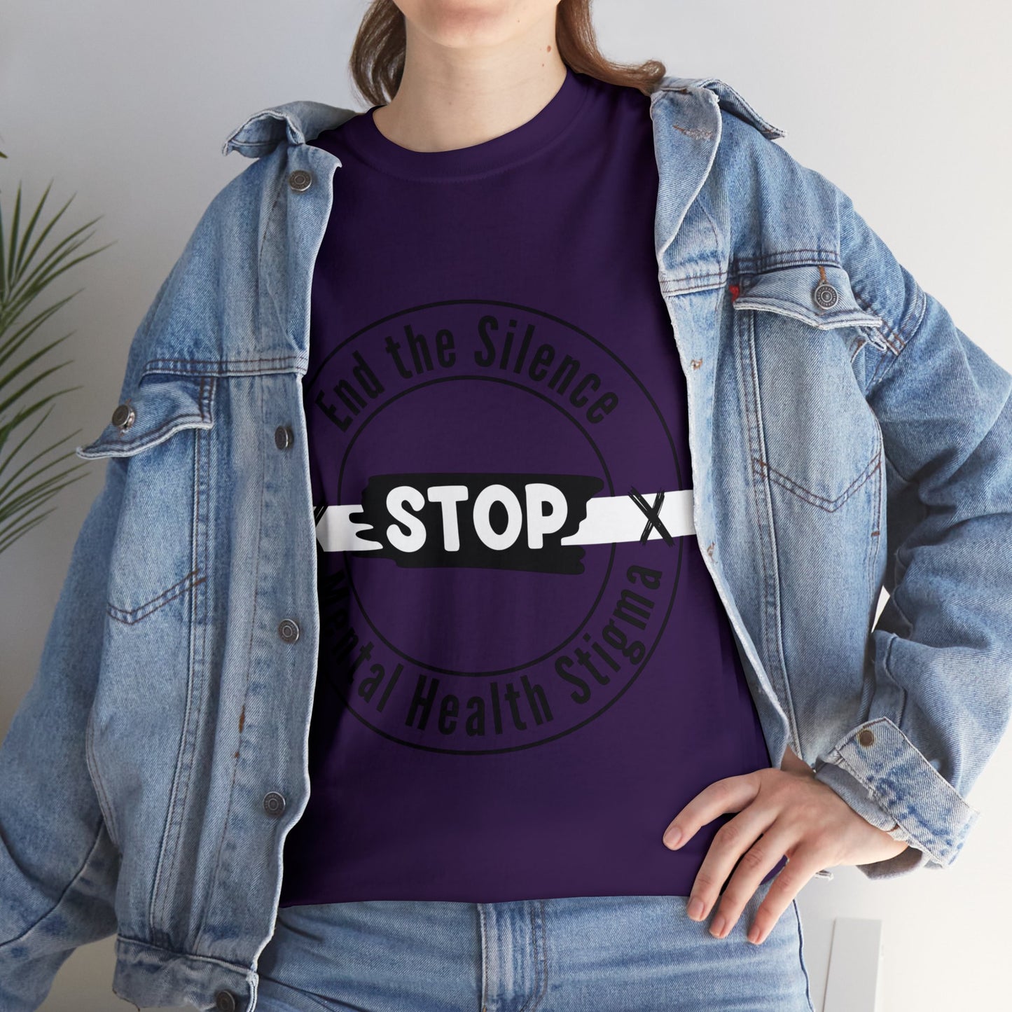 Unisex Heavy Cotton Tee - End the Silence, STOP Mental Health Stigma