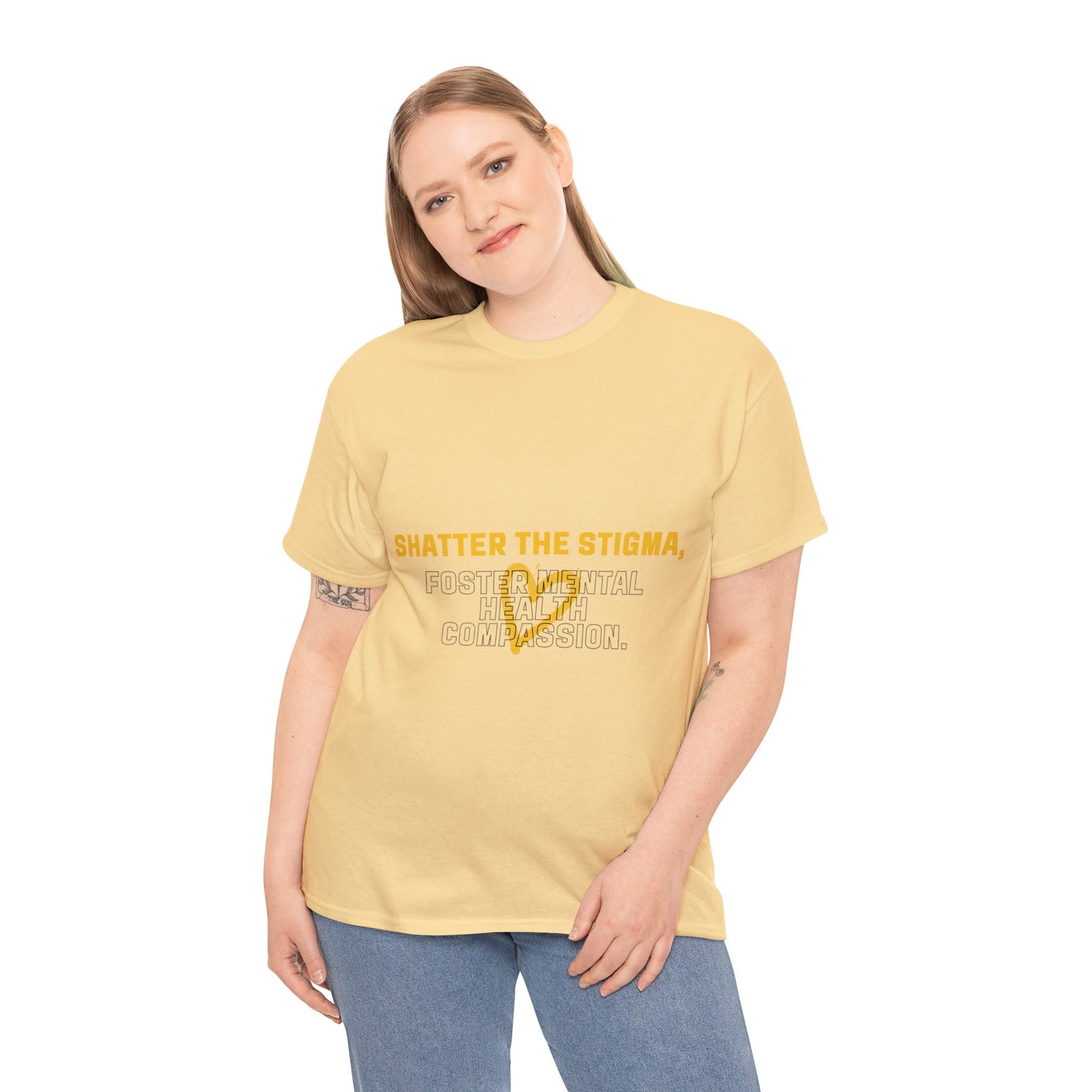 Unisex Heavy Cotton Tee - Shatter the Stigma, Foster Mental Health Compassion