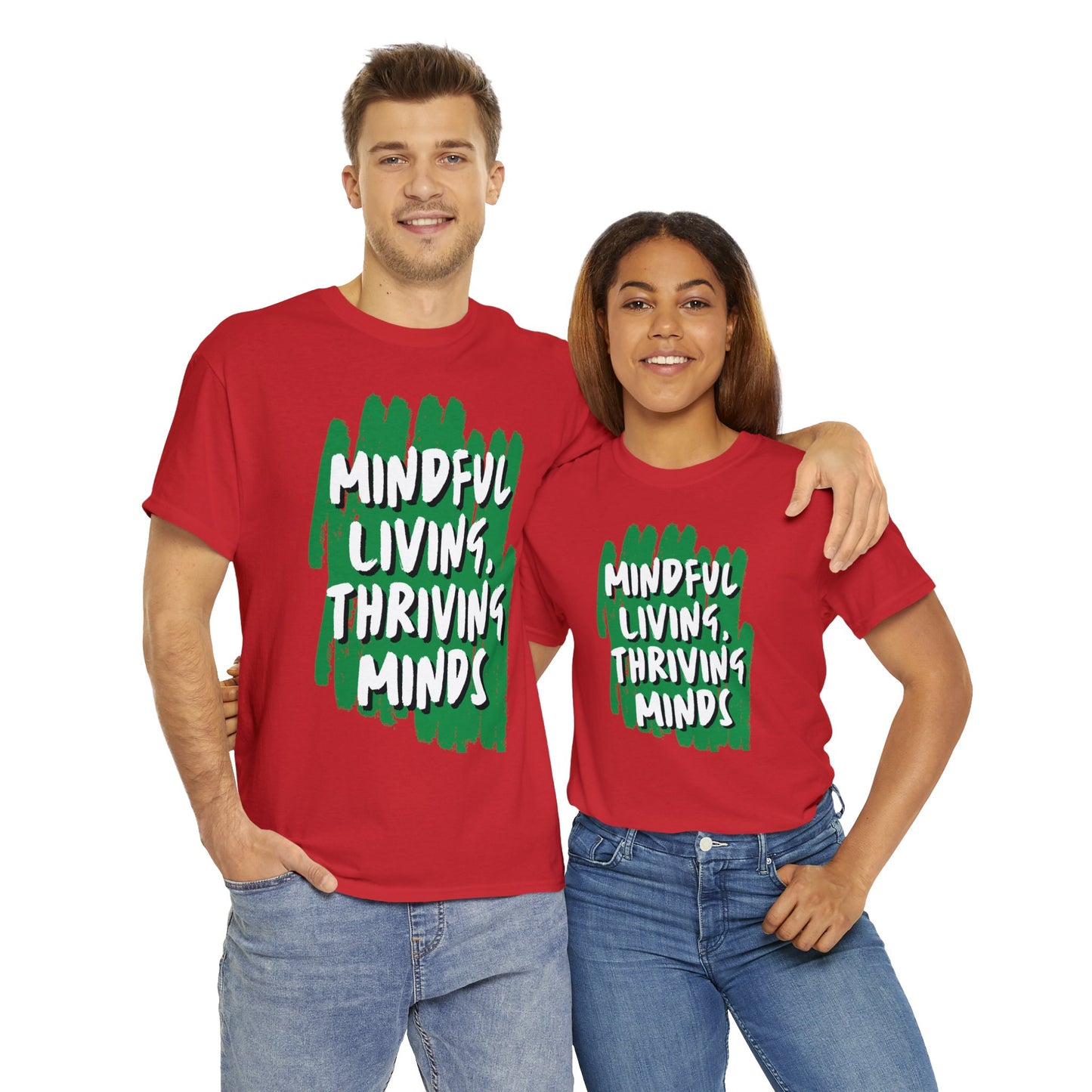 Unisex Heavy Cotton Tee - Mindful Living, Thriving Minds