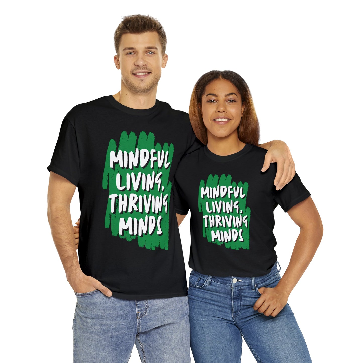 Unisex Heavy Cotton Tee - Mindful Living, Thriving Minds