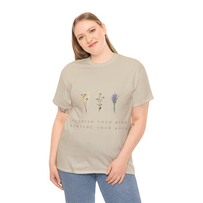 Unisex Heavy Cotton Tee - Nourish Your Mind, Nurture Your Soul