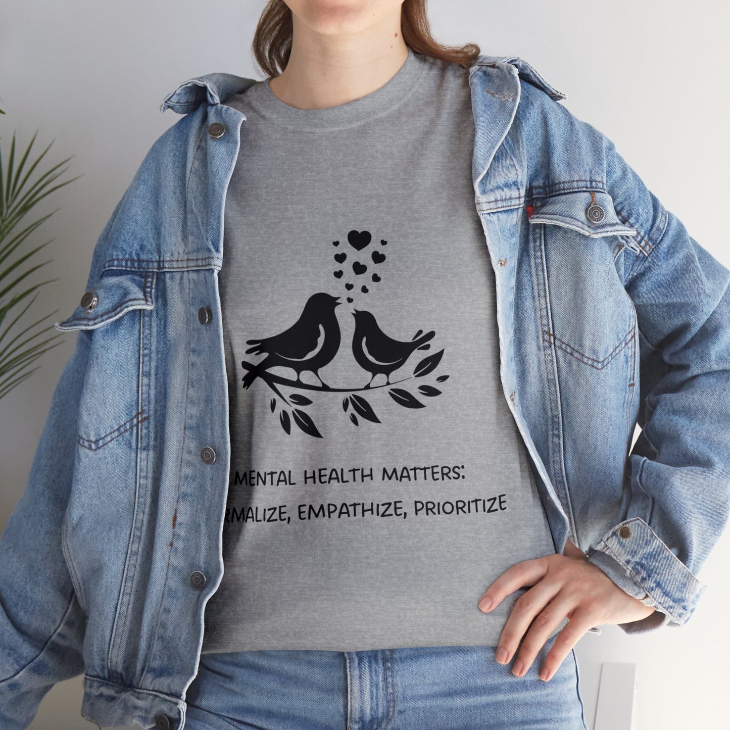 Unisex Heavy Cotton Tee - Mental Health Matters: Normalize, Empathize, Prioritize