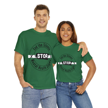 Unisex Heavy Cotton Tee - End the Silence, STOP Mental Health Stigma