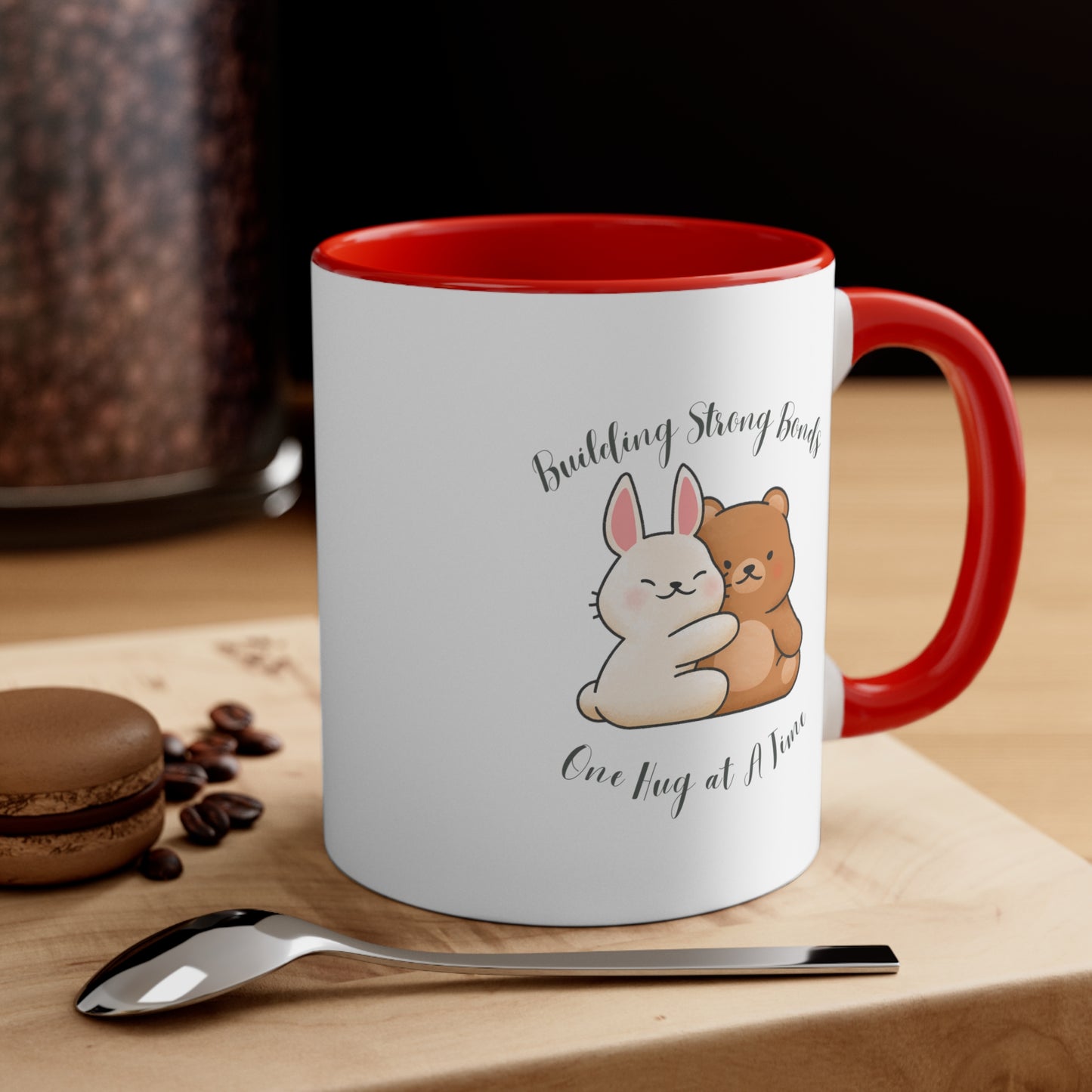 Accent Coffee Mug - Building Strong Bonds, One Hug at a Time