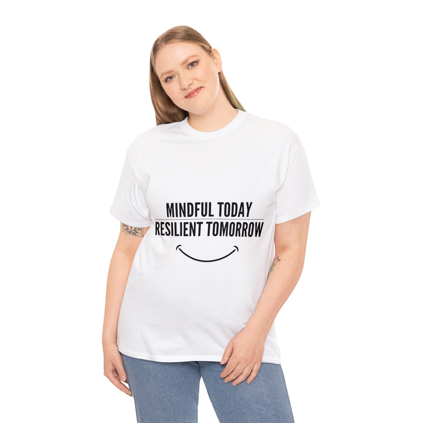 Unisex Heavy Cotton Tee - Mindful Today, Resilient Tomorrow