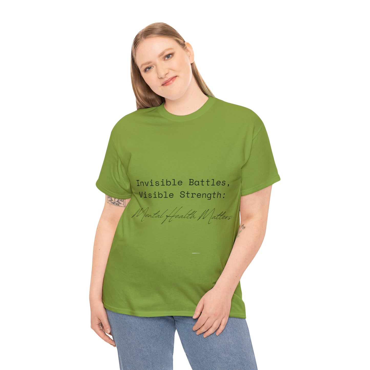 Unisex Heavy Cotton Tee - Invisible Battles, Visible Strength: Mental Health Matters