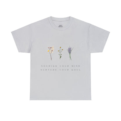 Unisex Heavy Cotton Tee - Nourish Your Mind, Nurture Your Soul